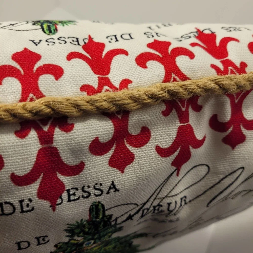 Christmas Tree Throw Pillow Cover Jute Trim‎ 17x17 Holiday Decor